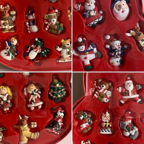 trim a home Other - Vintage Mini Christmas Tree Ornaments Snowman Reindeer Penguin Santa Kmart 24PC